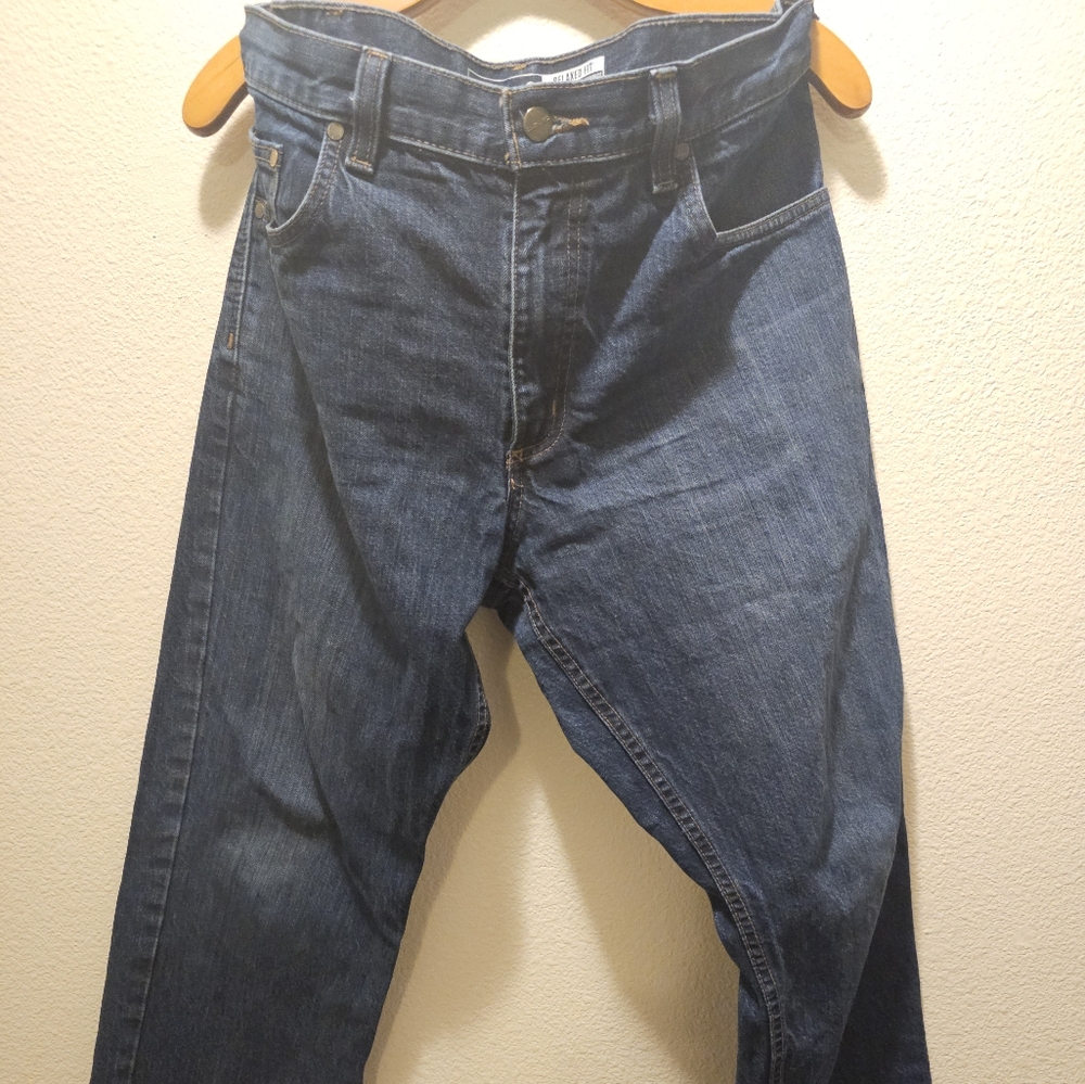 Carhartt Mens Jeans 34x30 dark Blue Utility Cotton Relaxed Fit Pants Work Wear